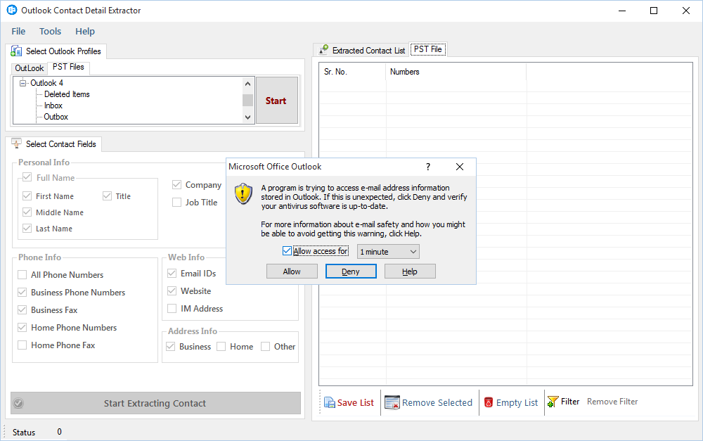 Outlook Contact Detail Extractor