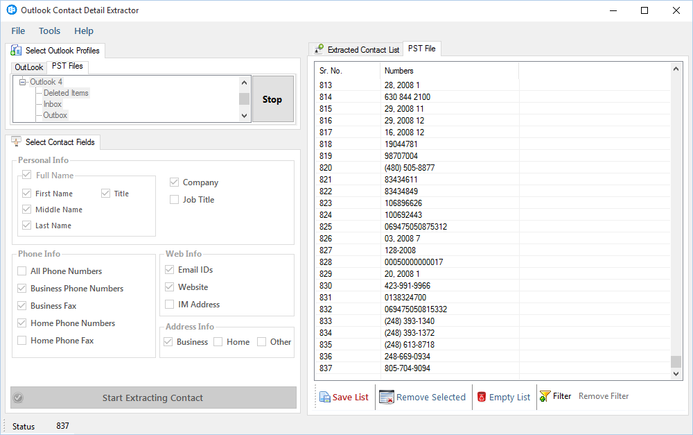 Outlook Contact Detail Extractor